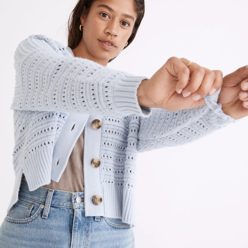 Madewell Tanfield Open-Stitch Cardigan Sweater Sz S